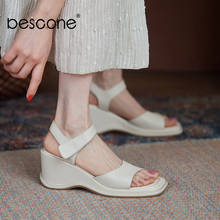 BESCONE Casual Women's Shoes Comfortable Thick Bottom Wedges Hook & Loop Open Toes Sandals  Leisure Commute Ladies Sandals BO969 2024 - buy cheap