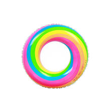 Boia de natação inflável em arco-íris, boia colorida de pvc para piscina, brinquedo divertido para adultos e crianças no verão 2024 - compre barato
