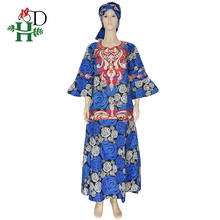 Женское платье макси H & D Ropa Mujer, большие размеры, африканские платья Анкары с вощеным принтом, традиционная вышивка, Vetement Femme 2024 - купить недорого