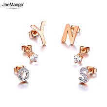 JeeMango Trendy Bohemia Stainless Steel Yes & No Rhinestone Earrings Jewelry 3Pair/Set Crystal Earrings For Women Girls JE20041 2024 - buy cheap
