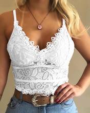 Summer Women Sexy Lace Tank Top Sleeveless V neck Vest Tops Guipure Lace Spaghetti Strap Top Oversize 2XL 3XL Casual Tank Top 2024 - buy cheap