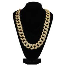28MM Big Wide Hip Hop AAA+ Cubic Zirconia Bling Ice Out Cuban Miami Link Chain Necklace for Men CZ Rapper Jewelry Gold Color 2024 - buy cheap