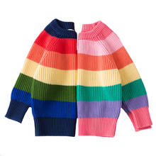 Suéteres de otoño para niños y bebés, Jersey a rayas de arcoíris, suéteres de punto, Tops, ropa para niños 2024 - compra barato