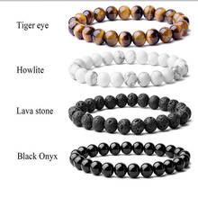 Beaded Bracelet 8mm Natural Stone Beads Men's Gorgeous Semi-Precious Black Onyx Lava Tiger Eye Healing For Women Men Jewelry 2024 - buy cheap