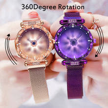 Women's  Quartz Magnet Buckle Stainless Steel Flower Rotation Watch Analog Wrist Watch Ladies Dress montre femme Wholesales #10 2024 - buy cheap