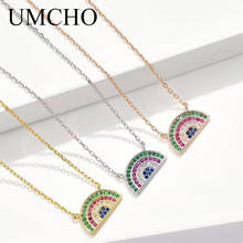 UMCHO-collar con colgante de circonita para mujer y niña, de Plata de Ley 925, arcoíris, regalos románticos de boda, joyería fina 2024 - compra barato