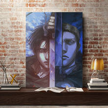 Shingeki não kyojin levi erwin smith anime lona arte da parede decoração poster impressões para casa quarto decoração moderna pintura 2024 - compre barato