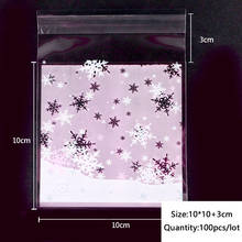 50pcs Christmas Decor For Home DIY Snacks Self Stick Cellophane Gift Bags Pink Frosted Snowfield Snowflake Jewelry Pack Bags 2024 - buy cheap