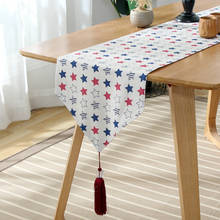 Bandeira de chá tipo corredor nórdico, toalha de mesa para armário de tv com estampa de estrela de cinco pontas 2024 - compre barato