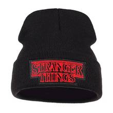 Теплая вязаная шапка Stranger Things, черная шапка в стиле хип-хоп с вышивкой, для косплея, на зиму 2024 - купить недорого