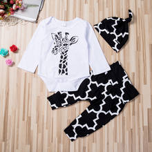 Pudcoco 2021 Newborn Kid Baby Boy Girl 3pcs Clothes Jumpsuit Romper Long Pants Hat Outfit Set 2024 - buy cheap