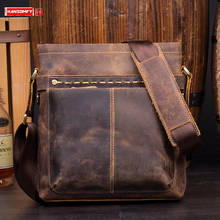 Crazy Horse Leather Retro Handmade Messenger Bag Leather Shoulder Bag Men Bag Outdoor Casual Leather Bags 2024 - buy cheap