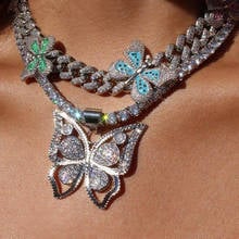 Bling Iced Out круглая цепочка из кубического циркония модное ожерелье для женщин 2020 заявление бабочка Милая/романтическая подвеска на шею ювелирные изделия 2024 - купить недорого