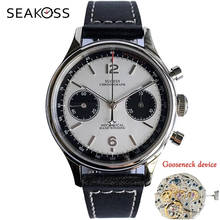 Seakoss Luminous Chronograph Gooseneck Seagull Mechanical Movement Watches Men Pilot Watch Genuine Leather Sapphire Reloj Hombre 2024 - buy cheap