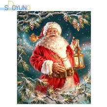 SDOYUNO-Kits de pintura por número para adultos, pintura al óleo de Navidad por números, sin marco, Digital, Papá Noel, 60x75cm 2024 - compra barato