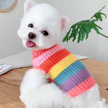 Cute Rainbow Color Dog Sweater Cat Puppy Small Dog Clothes Winter Pet Clothing Yorkie Pomeranian Schnauzer Poodle Costume Coat 2024 - buy cheap