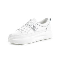 Zapatillas de deporte de cuero para mujer, zapatos informales de Skateboarding de cuero genuino, talla 35-41 2024 - compra barato