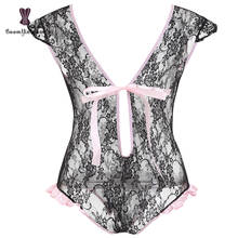 Bow Knot Floral Lace Tank Top With Sleeveless Deep V Lingerie Sexy Body Shapewear For Women 2024 - buy cheap