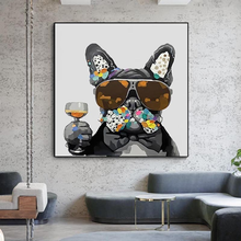 Pintura al óleo sobre lienzo de Animal para pared, carteles e impresiones de un Bulldog, imagen artística para beber en la pared, decoración del hogar de la habitación de los niños 2024 - compra barato
