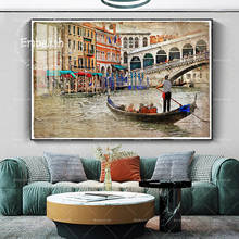 Украшение HD на холсте картины маслом для гостиной красивый Венецианский пейзаж настенные плакаты современный Декор для дома 2024 - купить недорого