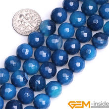 Cuentas redondas facetadas de color azul oscuro para mujer, accesorios para la fabricación de joyas, hebra de 15 pulgadas, cuentas de joyería DIY, regalos de pulsera, 6, 8 y 10mm 2024 - compra barato