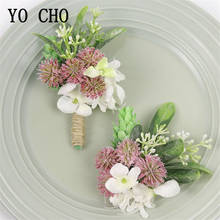 Yo cho flores artificiais para casamento, espartilho masculino corsage, buquê de pulsos, moda de casamento 2024 - compre barato