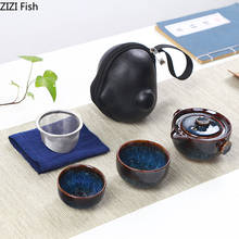 Japanese Portable Tea Set Kiln Changed Ceramic Kung Fu Tea Set Two Cups In One Pot Make Teapot Home Tea Set for Two Friends Gift 2024 - buy cheap