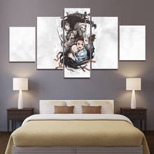 Modular Canvas Art 5 Set Cartoon Swordsman Anime Demon Slayer Ghost Team Comics Poster Prints Painting Home Decor Framework 2024 - buy cheap