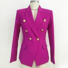 Office Purple Ladies Jacket Small Suit High Quality 2022 New Autumn and Winter Slim-fit Metal Double-breasted Ladies Blazer 2024 - buy cheap