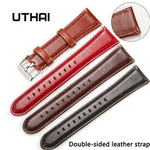 Ремешок UTHAI P37 из натуральной кожи для наручных часов, двусторонний кожаный браслет для Samsung Galaxy, аксессуары для часов, 18 мм 20 мм 22 мм 24 мм 2024 - купить недорого