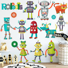 2020 New Creative Robot Kids Room Wall Sticker Cartoon Poster for Childern Bedrooms Nursery Wall Decals Mural 2024 - купить недорого