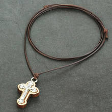 Catholic Latin Crucifix Necklaces for Men Women Small Wooden Cross Jesus Pendant Rope Chain Religious INRI Jewelry kolye CN98 2024 - buy cheap