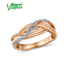 VISTOSO-anillos de oro rosa 585 de 14 quilates para mujer, sortija de compromiso con diamantes brillantes, joyería fina de aniversario 2024 - compra barato