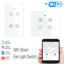 TUYA WiFi Smart Touch Switch Ceiling Fan Light Switch 2/3 Way Smart Life/Tuya APP Remote Control Work With Alexa Google Home 2024 - buy cheap