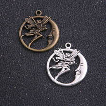 6pieces/lot  27*31mm two color Metal Alloy moon Angel Charms Jewelry Charms Pendants T 2024 - buy cheap