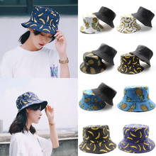 Sombrero de cubo Reversible de dos lados para hombre y mujer, gorro de pescador bordado, fruta, sol, Golf, viaje, Verano 2024 - compra barato