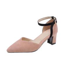 Zapatos de tacón alto para mujer, calzado de talla grande, con hebilla poco profunda, puntiaguda 2024 - compra barato