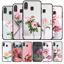 Capa de celular peônia flor rosa, preta, macia, para samsung a10 20 30 40 50 30s 50s 60 70 m10 m30s m40 a31 51 71 a20e a10e a21s 2024 - compre barato