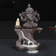 Elephant Backflow Incense Burner Indian Decoration Incense Holder for Home Decor Cearmic Buddhist Ganesha Censer Waterfall 2024 - buy cheap