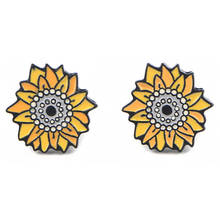 P4028 Dongmanli Van Gogh You Are My Sunshine Sunflower Studs Earrings For Womens Enamel Pierce Korea Earrings Jewelry Girls 2024 - buy cheap