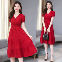 Elegante vestido rojo de gasa para primavera y verano, minivestido ceñido para mujer, talla grande 2XL, 2021 2024 - compra barato