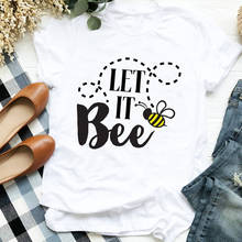 Women Lady Bee Letter Cartoon Faith Girl Cute Clothing Print Womens Clothes Shirt T Tee for Tshirt Female Top Graphic T-shirt 2024 - buy cheap