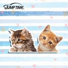 Jump Time 13cm x 6.8cm Cute Cats Car Stickers Kawii Kitten Vinyl Car Wrap Waterproof Window Laptop Decals Sticker 3D Car Styling 2024 - buy cheap