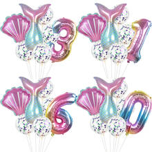 7Pcs Mermaid Balloon 32inch Gradient Number Balloon Meimaid Foil Balloon Wedding Decoration Baby Shower Birthday Party Supplies 2024 - buy cheap