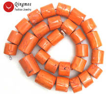 Qingmos colar natural de coral laranja e coral, 30-35mm, feminino com faixa grossa, genuíno, colar longo de 35" 2024 - compre barato