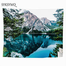 snow mountain wall hanging tapestry wall carpet blue lake dorm decor wandkleed 2024 - buy cheap