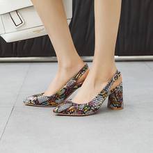 2020 new High heels Sandals Snakeskin Shoes Woman Square High Heel Woman Shoes Back Buckle Casual Sandals Zapatos De Mujer 2024 - buy cheap