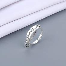 Unisex Vintage Adjustable Ring Ancient Silver Color Happy Smiling Face Open Rings for Women Hip Hop Good Luck Letter Jewelry 2024 - buy cheap