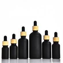 5ML~100ML Glass Dropper Bottle Matte Black Wooden Pattern Lid Makeup Serum Packaging Refillable Essential Oil Dropper Bottle 2024 - buy cheap