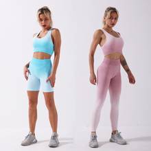 Fitness Seamless Yoga Set Gradients Women Sportswear Sexy Workout Gym Wear Running Clothes Sport Suit Bra High Waist Leggings 2024 - buy cheap